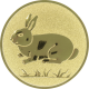 Alu emblem embossed gold 50mm - rabbit