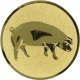 Embossed gold aluminum emblem 25mm - Pig