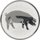 Silver embossed aluminum emblem 25mm - Pig