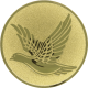 Embossed gold aluminum emblem 25mm - Dove flying