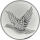 Aluemblem geprägt silber 25mm - Taube fliegend