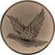 Bronze embossed aluminum emblem 50mm - Dove flying