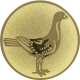 Embossed gold aluminum emblem 25mm - Dove standing