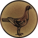 Bronze embossed aluminum emblem 50mm - Pigeon standing