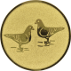 Embossed gold aluminum emblem 25mm - 2 doves