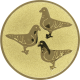Embossed gold aluminum emblem 25mm - 3 doves