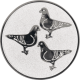 Silver embossed aluminum emblem 25mm - 3 doves
