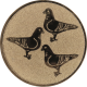 Bronze embossed aluminum emblem 25mm - 3 doves
