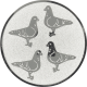 Alu emblem embossed silver 25mm - 4 doves