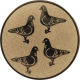 Emblème en aluminium gaufré bronze 25mm - 4 colombes