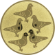 Embossed gold aluminum emblem 25mm - 5 doves