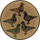Emblème en aluminium gaufré bronze 25mm - 5 colombes