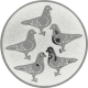 Emblème en aluminium gaufré argent 50mm - 5 colombes