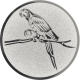 Aluemblem geprägt silber 25mm - Papagei