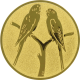 Alu emblem embossed gold 25mm - budgerigars