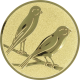 Aluemblem geprägt gold 25mm - Kanarienvögel