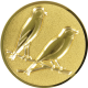 Aluemblem geprägt gold 25mm - Kanarienvögel 3D