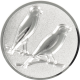 Aluemblem geprägt silber 25mm - Kanarienvögel 3D