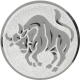 Aluminum emblem embossed silver 50mm - bull