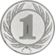 Silver embossed aluminum emblem 50mm - Number 1