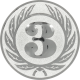 Alu emblem embossed silver 25mm - number 3