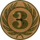 Bronze embossed aluminum emblem 25mm - number 3