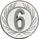 Emblème en aluminium gaufré argent 25mm - chiffre 6