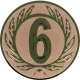 Emblème en aluminium gaufré bronze 25mm - chiffre 6