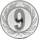 Emblème en aluminium gaufré argent 25mm - chiffre 9