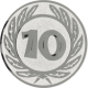 Silver embossed aluminum emblem 25mm - Anniversary 10