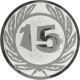 Silver embossed aluminum emblem 25mm - Anniversary 15