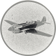 Emblème en aluminium argenté 25mm - avion à moteur