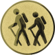 Alu emblem embossed gold 25mm - hiking pictogram