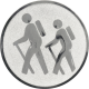 Aluminum emblem embossed silver 25mm - Hiking pictogram