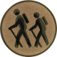 Bronze embossed aluminum emblem 25mm - Hiking pictogram