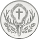 Silver embossed aluminum emblem 25mm - Jägermeister