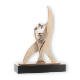 Trofeos Zamak figura Llama titulación universitaria dorado-blanco sobre base de madera negra 26,7cm