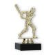 Pokal Kunststofffigur Cricket Schlagmann gold auf schwarzem Marmorsockel 13,0cm