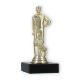 Trophy plastic figure cricketer gold on black marble base 13.8cm