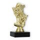 Pokal Kunststofffigur Karnevalsmaske gold auf schwarzem Marmorsockel 13,4cm