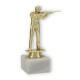 Trophy kunststof figuur geweerman goud op wit marmeren voet 18,0cm LE