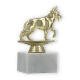 Trophy plastic figure shepherd dog gold on white marble base 13,5cm