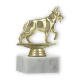 Trophy plastic figure shepherd dog gold on white marble base 12,5cm