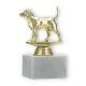 Pokal Kunststofffigur Beagle gold auf weißem Marmorsockel 12,6cm