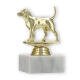 Trophy plastic figure beagle gold on white marble base 11,6cm