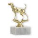Pokal Kunststofffigur Coonhound gold auf weißem Marmorsockel 12,3cm