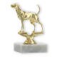 Pokal Kunststofffigur Coonhound gold auf weißem Marmorsockel 11,3cm