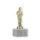 Trophy plastic figure angler gold on white marble base 17,8cm