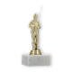 Trophy plastic figure angler gold on white marble base 16,8cm