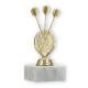 Pokal Kunststofffigur Dartscheibe gold auf weißem Marmorsockel 14,9cm